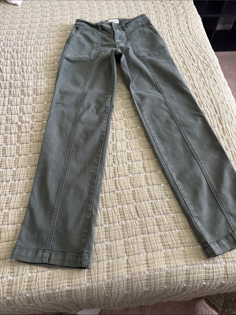 Straight-Leg Utility Jeans in Olive Green